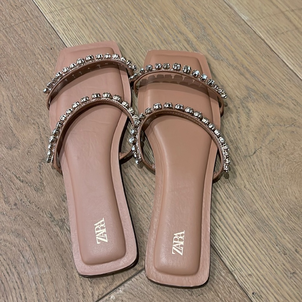 Rhinestone Flat Sandals, just used once